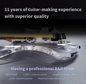 Vente directe d'usine de guitares électriques sans tête avec manche en érable, touche en palissandre et corps en acrylique. - Product Image 2