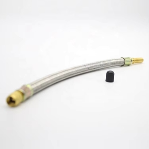 Extension de valve de pneu flexible tressée en acier inoxydable pour camion, bus, camping-car, fourgonnette, voiture, remorque – Adaptateur de valve à accès facile - Product Image 1