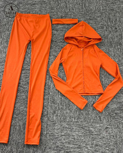 Cheetah Print 2 Piece Yoga Set Custom logo Rhinestone Jacket <strong>Lace</strong> <strong>Trim</strong> <strong>Leggings</strong> <strong>with</strong> Headband Gym Outfits Sets for Women - Product Image 2