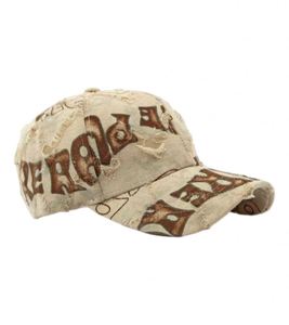 Casquette de baseball style urbain en sergé dobby avec imprimé lettres vieillies, vintage, douce, réglable, en tissu courant - Product Image 2