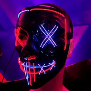 Máscara de neón con luz <span class=keywords><strong>Led</strong></span> para Halloween, disfraz de <span class=keywords><strong>purga</strong></span> V para Vendetta, OEM - Product Image 2