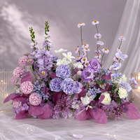 Composition florale artificielle personnalisée YM, rangée de fleurs multicolores, boule de fleurs rouges pour chemin de fleurs de mariage et centre de table