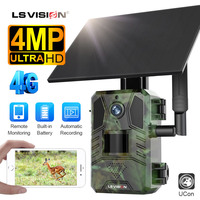 Caméra de chasse solaire 4G LS VISION, caméra de surveillance de la faune, 3MP avec détection de mouvement PIR, vision nocturne, IP66