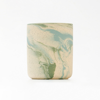 Vase à bougie en céramique artisanale de 19 oz, finition marbre vert classique, pour la décoration de la maison