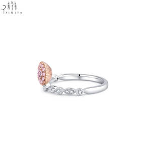 Bague en or blanc massif 18 carats avec diamant rose fantaisie, design tendance, bijoux romantiques haut de gamme, nouvelle collection, vente chaude - Product Image 2