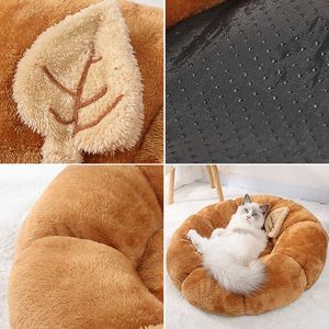 <b>Cat</b> Bed Round <b>Plush</b> Winter Warm Pet Bed For <b>Cat</b> Dog Egg Yolk Pumpkin Color Soft Cozy Nest - Product Image 3