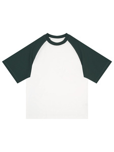 Camiseta de algodón grueso informal americana de 300 g para hombre, de manga corta, con cuello redondo y hombros en contraste de color, estilo holgado, para verano. - Product Image 5