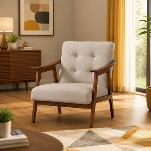 Fauteuil de salon <span class=keywords><strong>VASAGLE</strong></span>, fauteuils de luxe, style moderne du milieu du siècle, fauteuil d'appoint avec coussin épais capitonné - Product Image 4