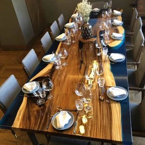 Sud Américain noyer noir en bois massif à manger tables haut bleu <span class=keywords><strong>table</strong></span> transparente une crèche rivière <span class=keywords><strong>table</strong></span> en résine époxy - Product Image 1