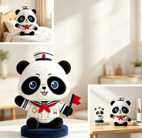 Peluche Panda Marin Blanc et Noir, Adorable Ours en Peluche en Uniforme avec Petit Drapeau, Cadeau Surprise Quotidien pour Amis