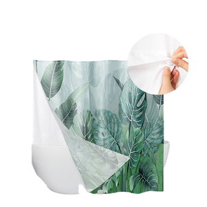 Pour <span class=keywords><strong>Amazon</strong></span> Best-seller Double Couche Grand Anneau Impression Numérique Polyester Rideau De Douche Étanche Plante Fleur Conception pour - Product Image 3