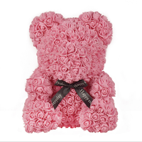 Saint Valentin Cadeau 40CM Mariage Festival Décoration Maison Boîte Préservé Rose Ours Fleurs Artificielles pour Cadeau