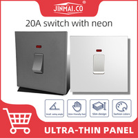 Interrupteur universel industriel intelligent JINMAI 20A IP66 étanche 250V PC à 1 voie avec panneau néon à montage mural pour usage domestique