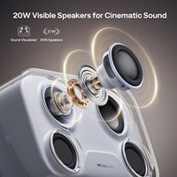Projecteur intelligent BOOM Mini Blue 20W avec haut-parleurs, audio DoIby, mise au point en temps réel, correction trapézoïdale, Google TV, prise en charge 4K