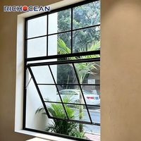 Ventana Exterior RICHOCEAN de Fábrica, 6063 T5, de Aluminio Francés, con Rejilla, Aislamiento Térmico y Doble Acristalamiento
