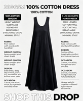 Robe longue trapèze décontractée pour femme en coton et lin, col U noir, coupe régulière, style rétro élégant, tenue décontractée européenne et américaine