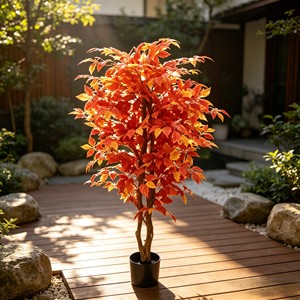 Autumn Colors Ficus <b>Tree</b> <b>Artificial</b> | Fall Season Faux Potted Plant for Home Indoor Outdoor Decor | Wholesale - Product Image 4