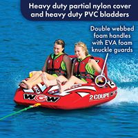 Bouée gonflable tractable pour 2 personnes en PVC avec poignées pour remorquage en bateau, lac ou mer