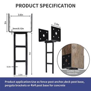 Base de <span class=keywords><strong>poteau</strong></span> noire <span class=keywords><strong>en</strong></span> métal d'ancrage de <span class=keywords><strong>poteau</strong></span> <span class=keywords><strong>en</strong></span> forme de <span class=keywords><strong>U</strong></span> pour support de <span class=keywords><strong>poteau</strong></span> de pont de pergola <span class=keywords><strong>en</strong></span> béton - Product Image 5