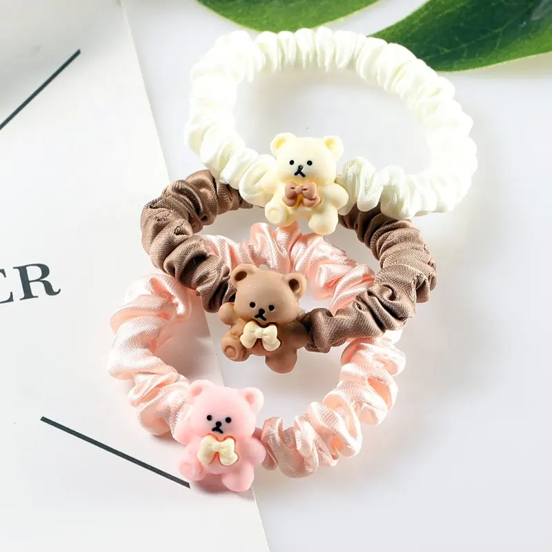 Schattige Beer Scrunchies Stof Haaraccessoires Vrouwen Roze Accessoires