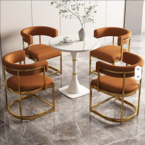Modern Leather Metal Frame Dining Chaise Restaurant Cafe Dining Room <b>Table</b> and Chair Sets Eco-Friendly - Product Image 4
