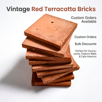 Carreaux de céramique minces 100x100mm en terre cuite rouge frittée de style industriel, résistants aux acides, pour murs et sols extérieurs de cour