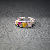 Bague ajustable en argent sterling 925 hypoallergénique avec zircone 8A en forme de cœur, idéale pour le quotidien des femmes – Vente directe usine