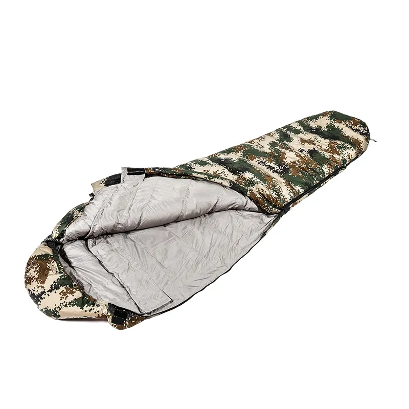 Outdoor camouflage duck down ultra light down sleeping bag mummies warm down sleeping bag