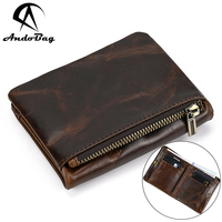 Dompet Pendek Kulit Sapi Asli AndoBag untuk Pria Wanita, Dompet Tipis Vintage, Tempat Kartu Kapasitas Besar 2801