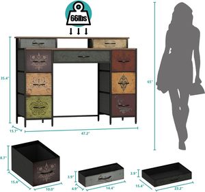 <span class=keywords><strong>Commode</strong></span> pour chambre à coucher avec <span class=keywords><strong>9</strong></span> <span class=keywords><strong>tiroirs</strong></span> et 2 étagères ouvertes, armoire de rangement en tissu, <span class=keywords><strong>commode</strong></span> longue pour placard - Product Image 2
