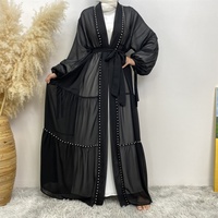 1964 #   Último Modelo de Abaya Transpirable de Chifón, Conjunto de Dos Piezas con Vestido Interior, Perlas, Moda Musulmana, Tallas Dubai, Modesto, para las Cuatro Estaciones