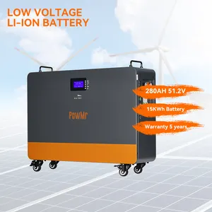 PowMr Low Voltage Pulley 51.2V 280AH Lithium ion Battery 15KWh Built in BMS System Rechargeable LiFePO4 Battery