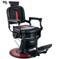 Fauteuil de Barbier Rétro MS pour Salon de Coiffure, Design Tête d'Homme, Durable, Réglable en Hauteur, Inclinable pour Hôtels