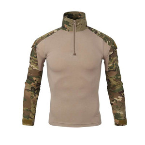 T-shirt à manches longues <span class=keywords><strong>camouflage</strong></span> pour <span class=keywords><strong>homme</strong></span> 100% coton respirant écologique col roulé <span class=keywords><strong>chasse</strong></span> en plein air équitation tactique - Product Image 1