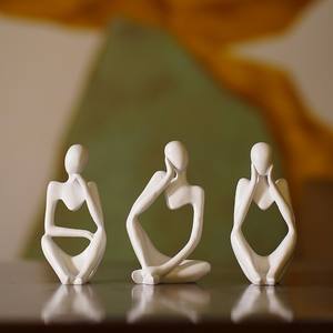 Juego de Esculturas de Resina Abstractas de Pensadores Dorados - Figuras Decorativas Modernas Minimalistas, Juego de 3 Piezas - Product Image 3