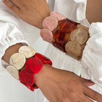 Bracelets élastiques circulaires en acrylique irréguliers personnalisés et exagérés, style minimaliste, pour femmes, bijoux cadeaux