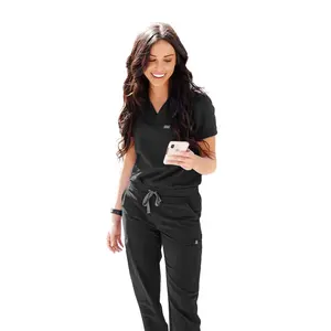 new design logo uniform wholesale scrub vendors women 2 piece joggers scrubs hospital scrub sets