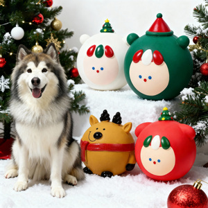Christmas Reindeer <strong>Dog</strong> <strong>Toy</strong> <strong>Latex</strong> Chew Ball for <strong>Dogs</strong> <strong>Squeaky</strong> Bite Chew <strong>Dog</strong> <strong>Toy</strong> - Product Image 1