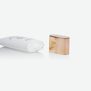 <b>White</b> Oval <b>Flat</b> PE Cosmetic Tube With Electroplated Screw <b>Cap</b> Custom Logo Labeling suncream tube BB cream tube - Product Image 1