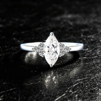 Bague de luxe en argent sterling 925 avec moissanite taille marquise pour femme, bijou délicat en argent pour mariage et fiançailles