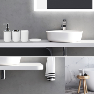 Juego de baño de plástico de 4 piezas para el hogar, dispensador de jabón de Color opcional y soporte para cepillo de dientes, incluye jabonera - Product Image 6