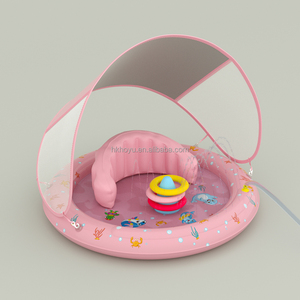 Alfombra Inflable para Bebés con Anillos Apilables, Alfombra de Juego con Toldo y Respaldo para Niños Pequeños, Jardín, Playa, Patio Trasero - Product Image 5