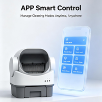 Litière automatique intelligente pour chat avec cabine ouverte compacte, contrôle intelligent, désodorisant par cartouche parfumée et 9 capteurs de sécurité