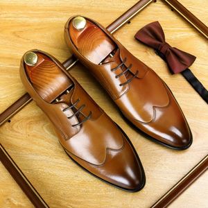 Nouvelles Chaussures Habillées en Cuir Véritable pour Hommes à Lacets, Grande Taille, Décontractées et Formelles pour le Bureau - Product Image 1