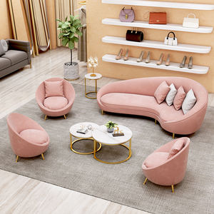 בד יוקרה קטיפה מלבנית סלון ספה סלון ענן מודרני מודולרי לבן חצי עיגול ספה - Product Image 3