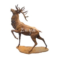 Sculpture rustique en fonte pour Patio extérieur, décor de pelouse extérieur, taille réelle, ornement de jardin en métal, statue de cerf et d'élan
