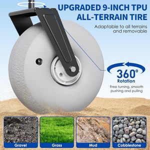Vagón de playa con ruedas grandes para arena-Carros de carga pesada de 450 libras plegables con neumáticos inflables todo terreno de 9" - Product Image 5