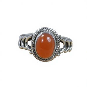 Bague en argent sterling 925 avec pierre précieuse cornaline, bijou fin fait main, style chrétien, certifié, tendance et antique - Product Image 1
