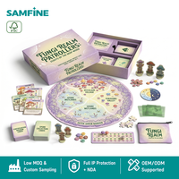 Jeu de société coopératif avec cartes en carton finition Linoid, encre sans huile minérale testée EN71, pour interaction sur le thème de la nature, boîte octogonale