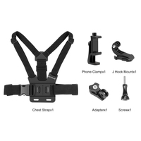 Sangle de caméra en nylon durable PULUZ 5-en-1 avec fixation corps, ceinture de poitrine et pince pour téléphone portable et caméra d'action